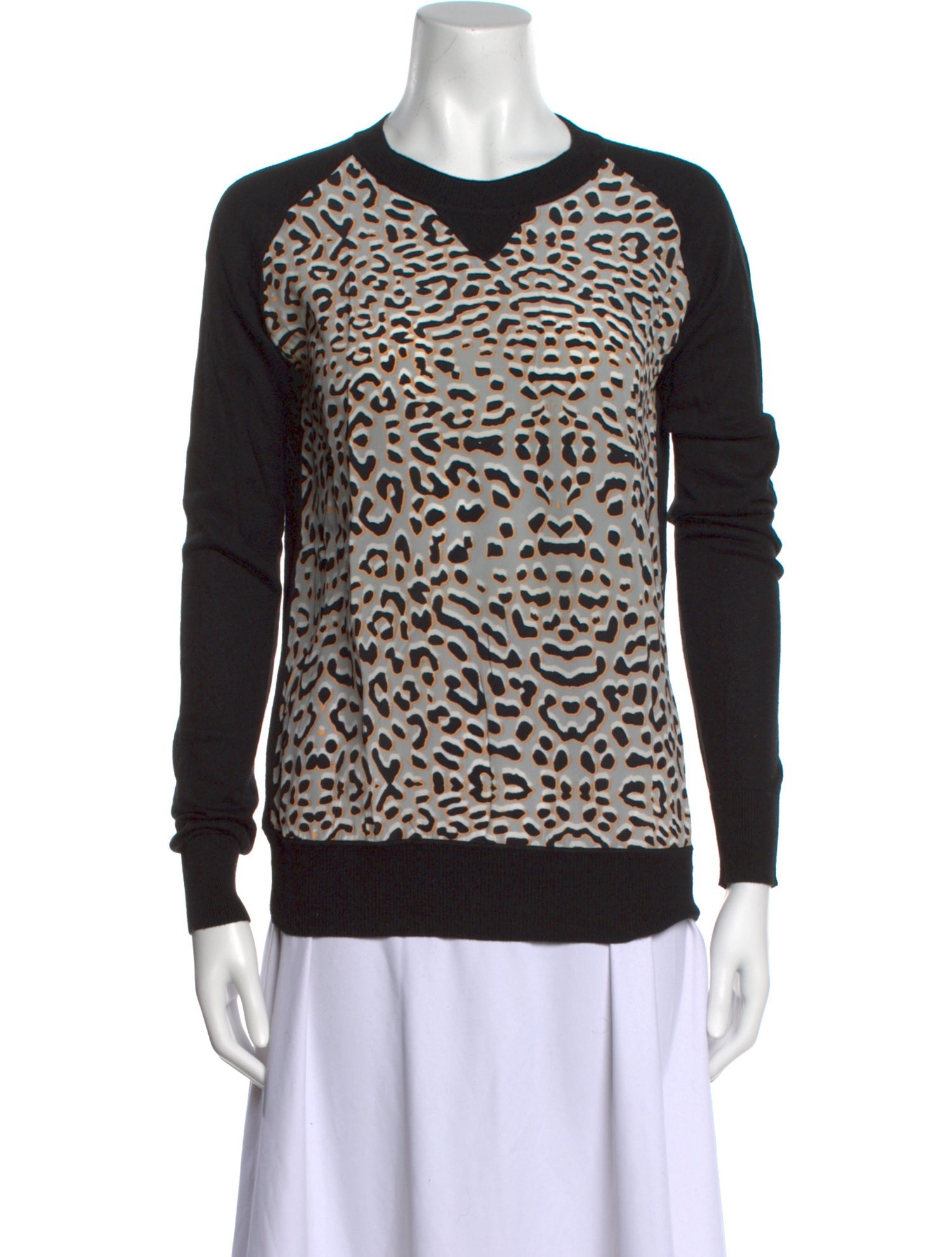 Barney's New York Animal Print Crew Neck Sweatshirt