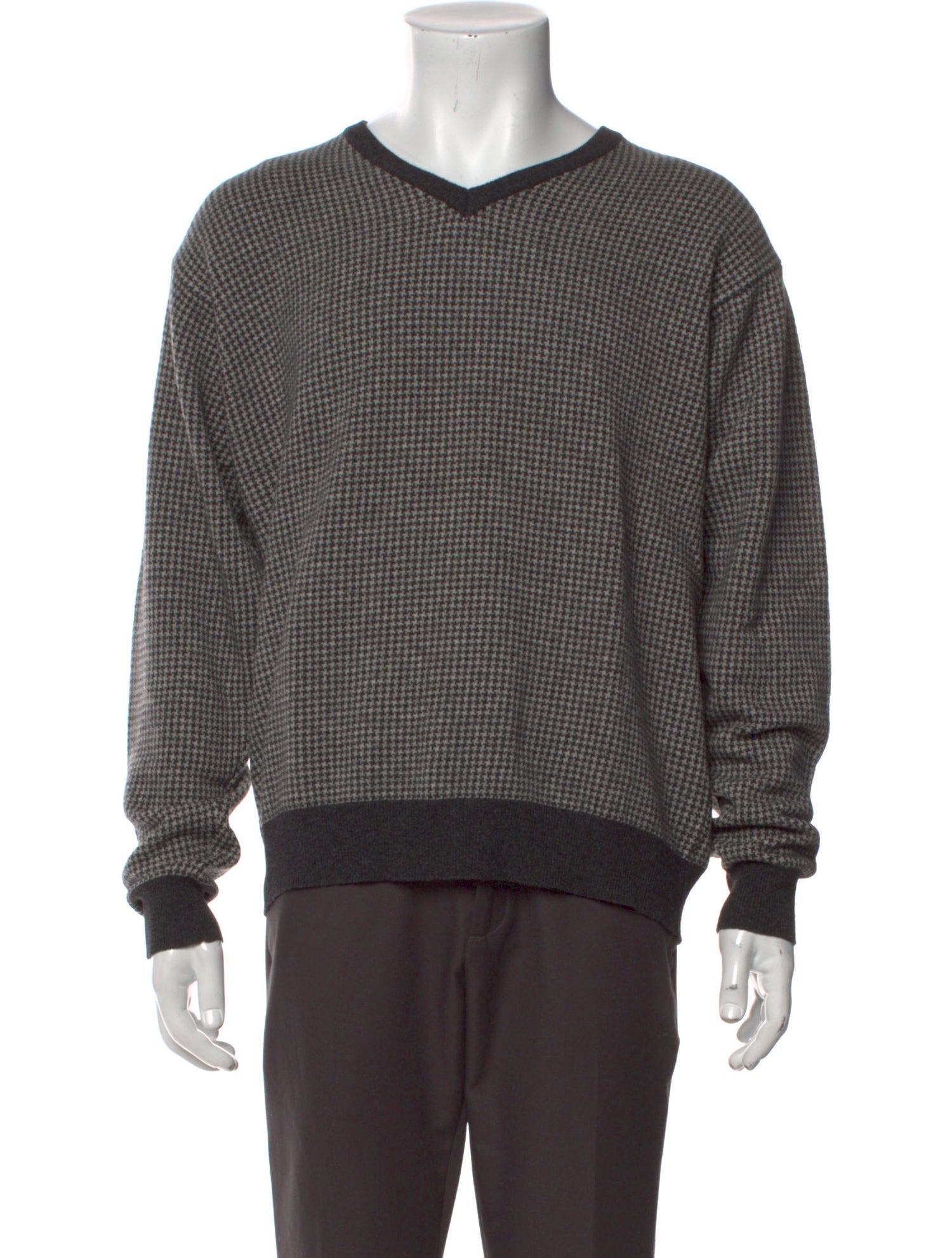 Barney's New York Wool Houndstooth Print Pullover
