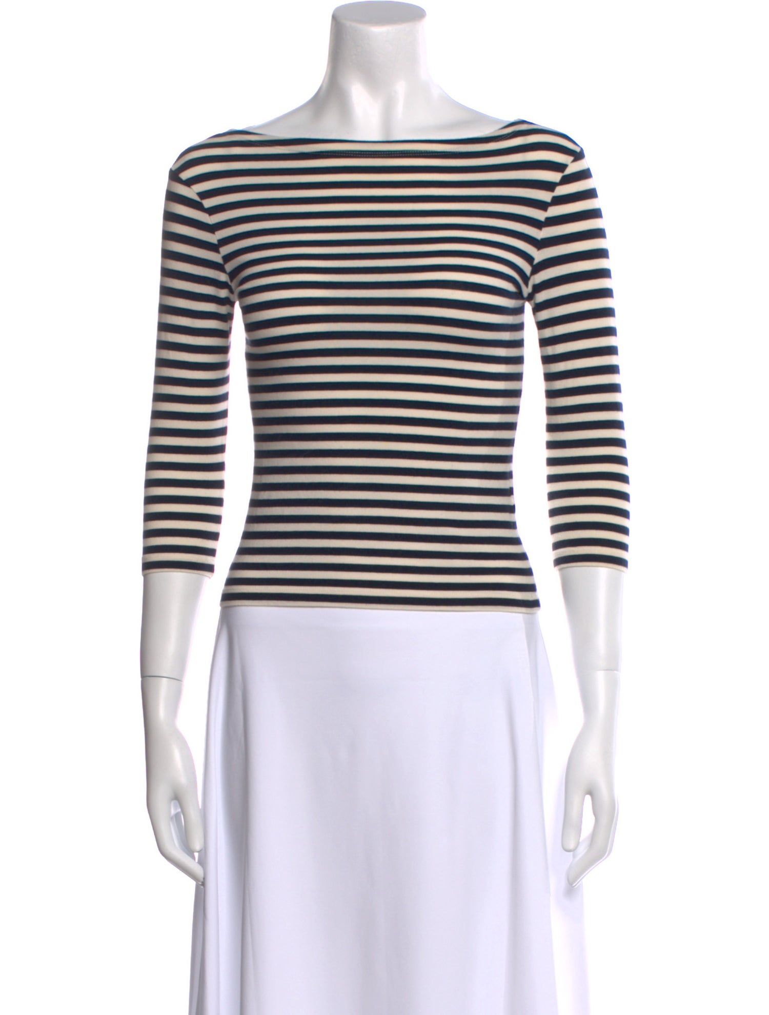 Barney's New York Striped Bateau Neckline Crop Top