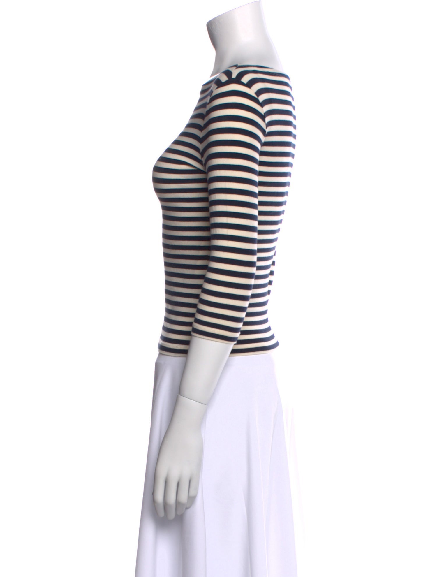 Barney's New York Striped Bateau Neckline Crop Top