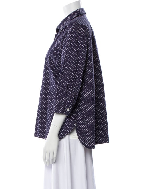 Barney's New York Polka Dot Print Three-Quarter Sleeve Button-Up Top