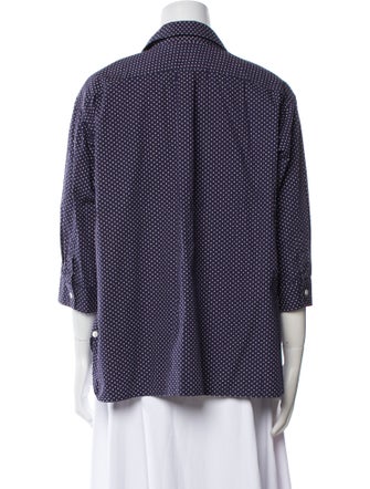 Barney's New York Polka Dot Print Three-Quarter Sleeve Button-Up Top