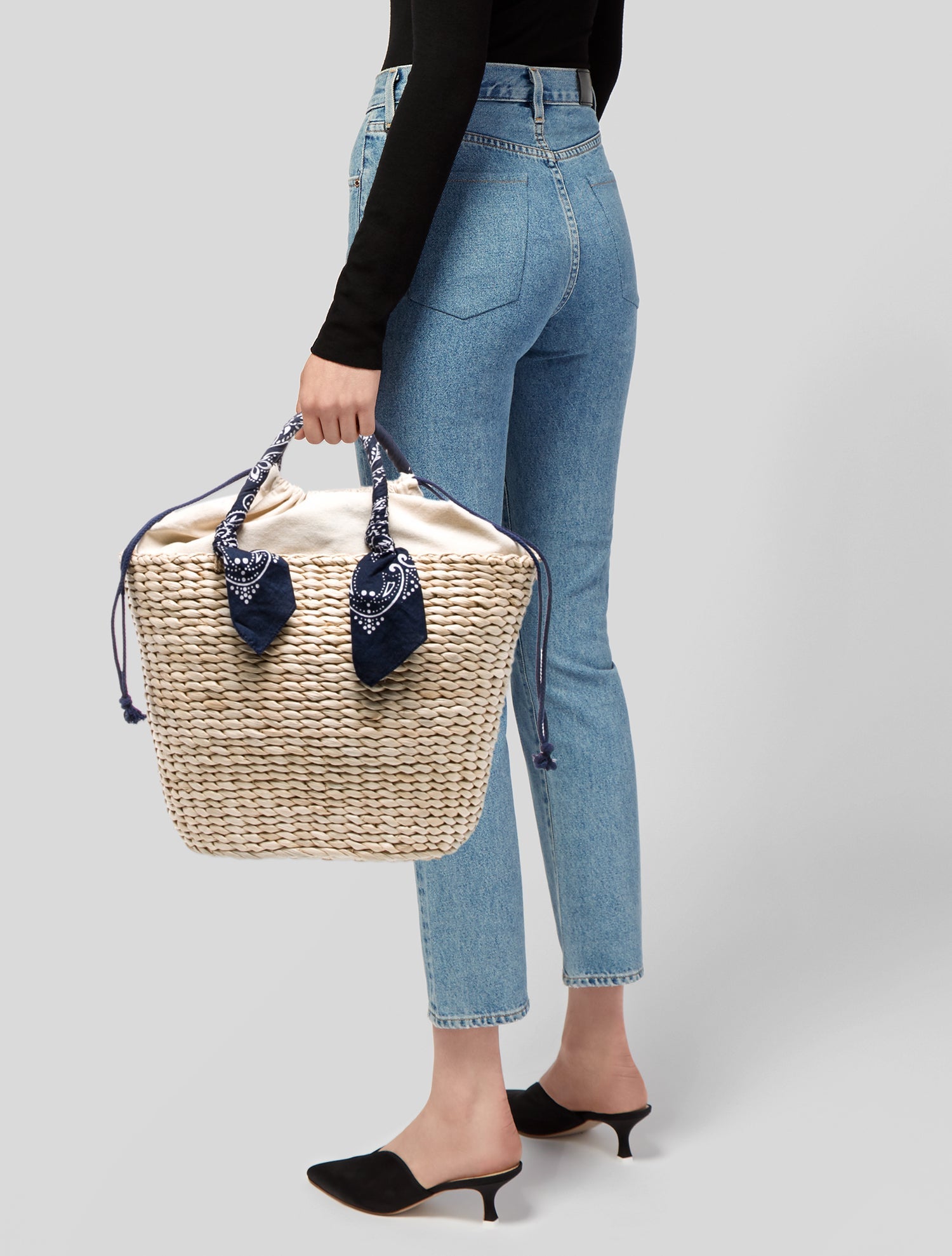 Barney's New York Raffia Bucket Bag