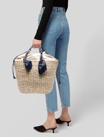 Barney's New York Raffia Bucket Bag
