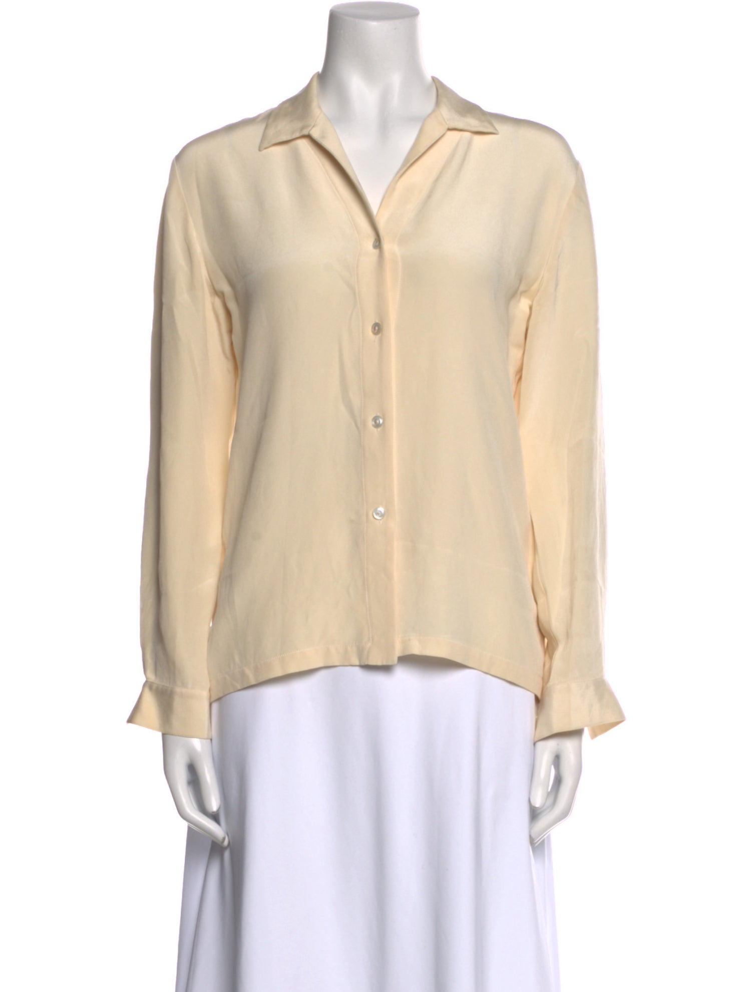 Barney's New York Silk Long Sleeve Button-Up Top