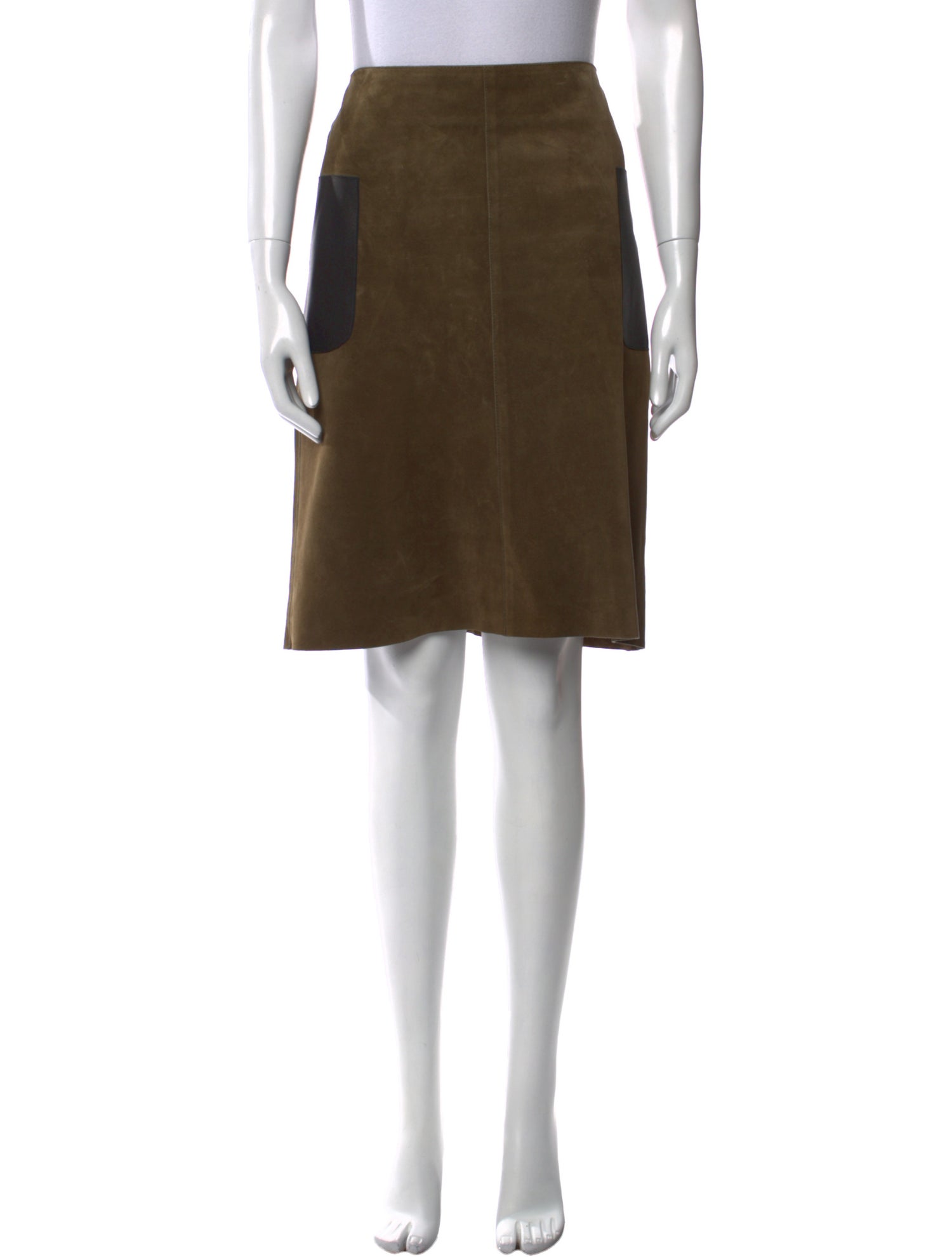 Barney's New York Goat Leather Knee-Length Skirt