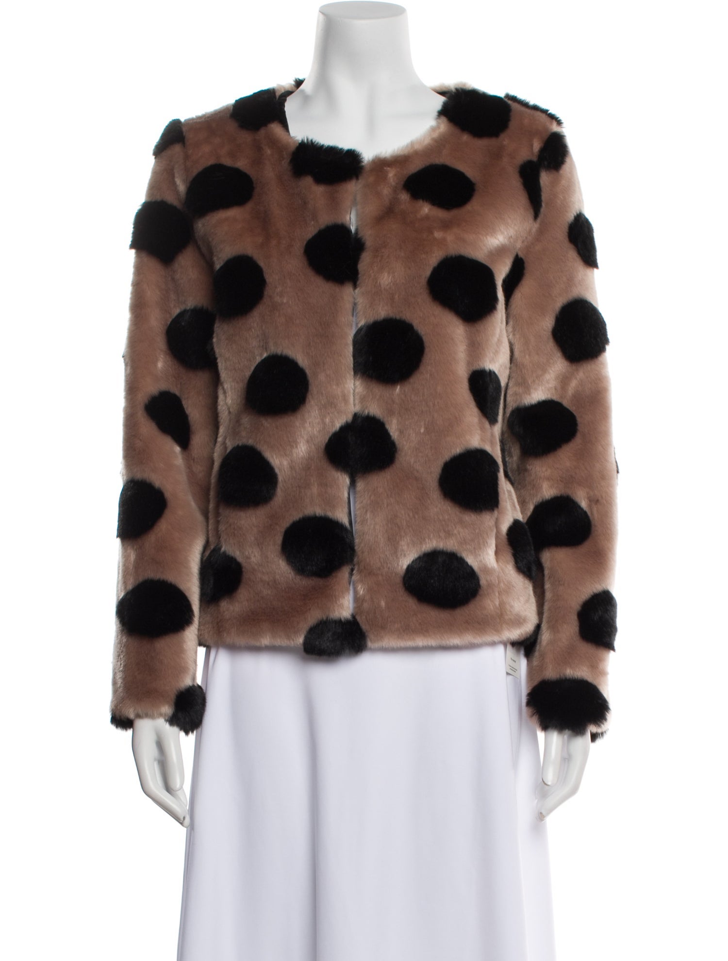 Barney's New York Polka Dot Print Faux Fur Jacket