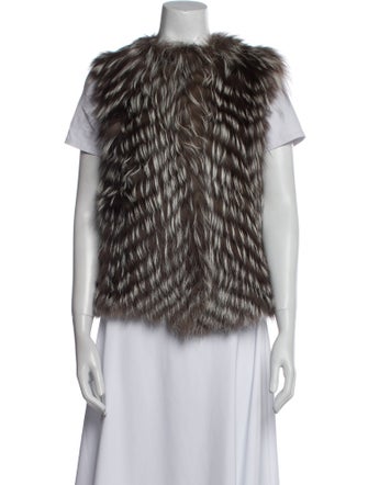 Barney's New York Fur Animal Print Vest