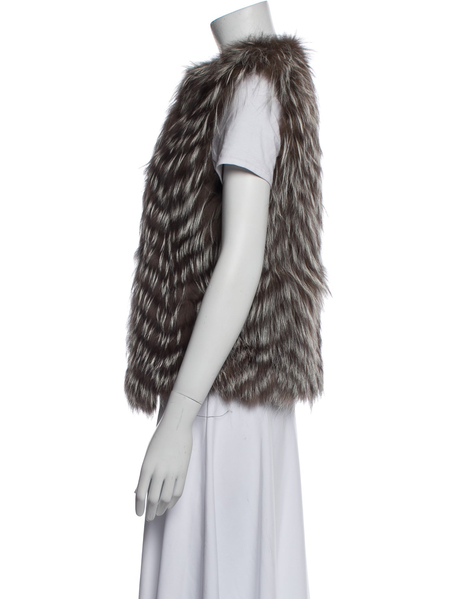 Barney's New York Fur Animal Print Vest