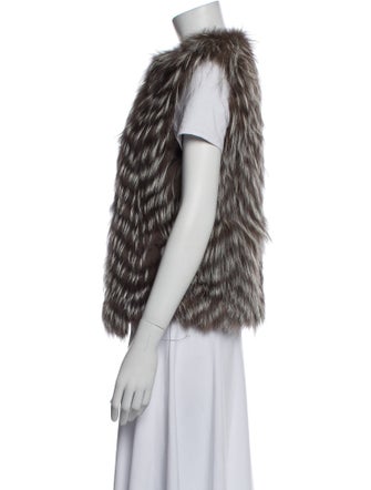 Barney's New York Fur Animal Print Vest
