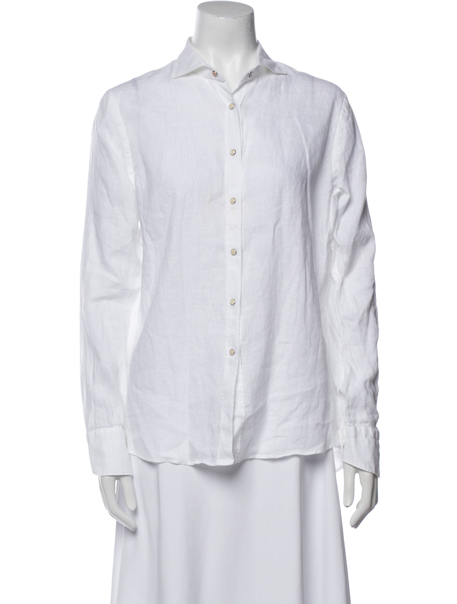 Barney's New York Linen Long Sleeve Button-Up Top