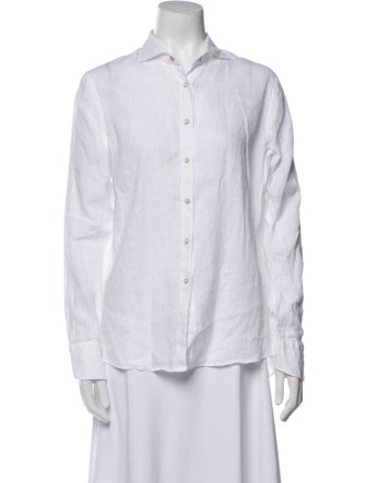 Barney's New York Linen Long Sleeve Button-Up Top