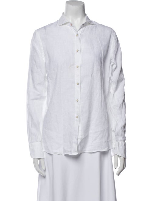 Barney's New York Linen Long Sleeve Button-Up Top