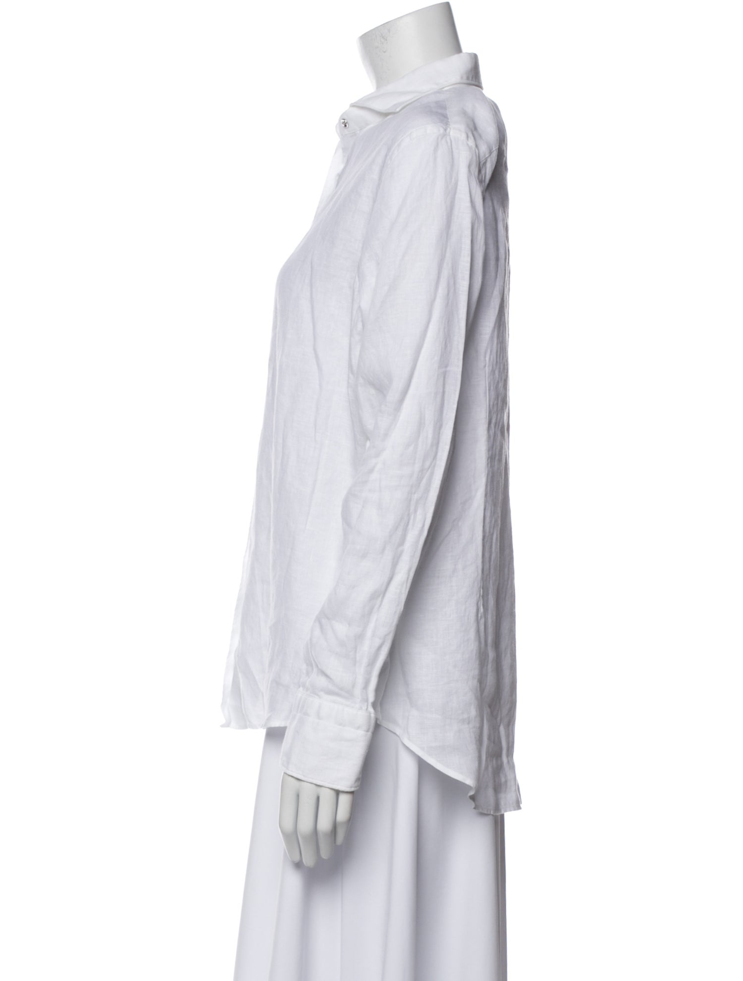 Barney's New York Linen Long Sleeve Button-Up Top