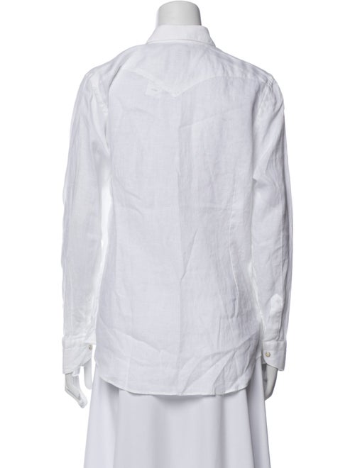 Barney's New York Linen Long Sleeve Button-Up Top