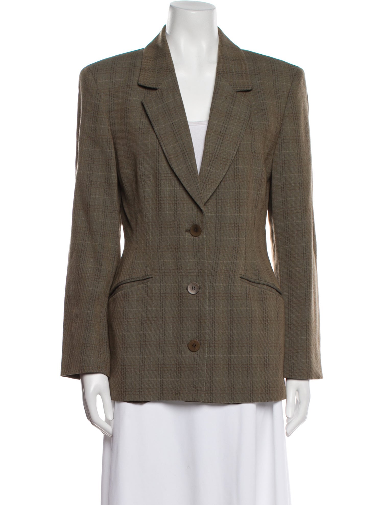 Barney's New York Virgin Wool Plaid Print Blazer