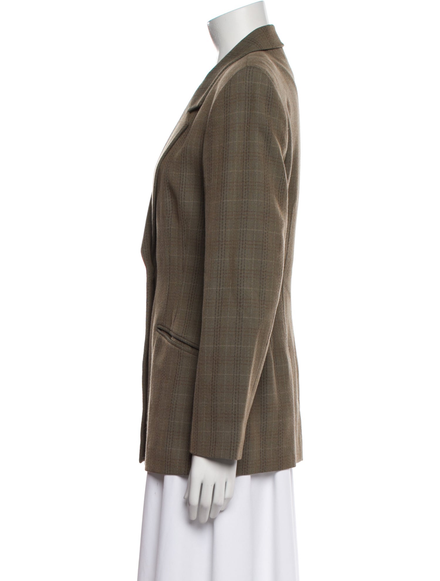 Barney's New York Virgin Wool Plaid Print Blazer
