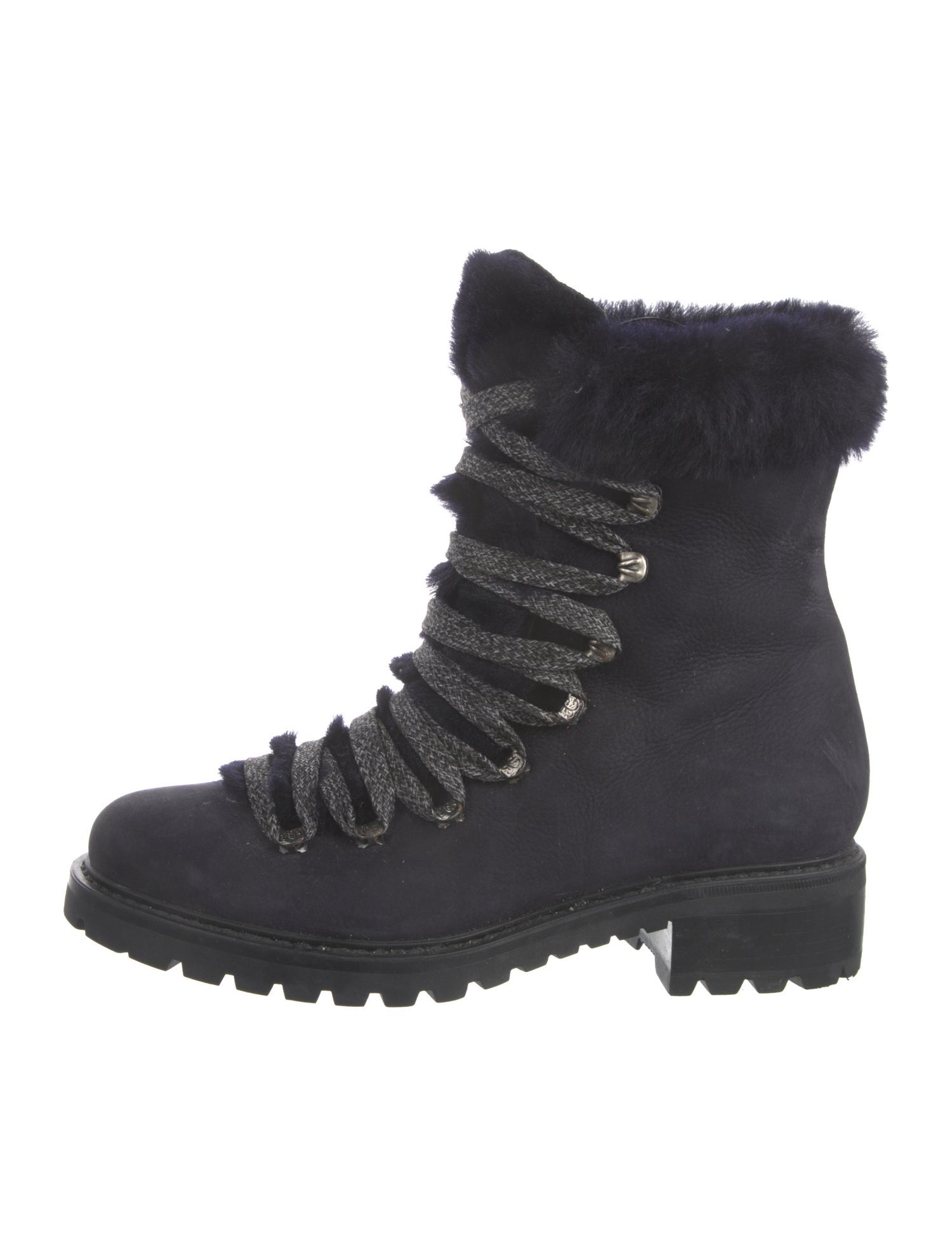 Barney's New York Suede Faux Fur Trim Combat Boots