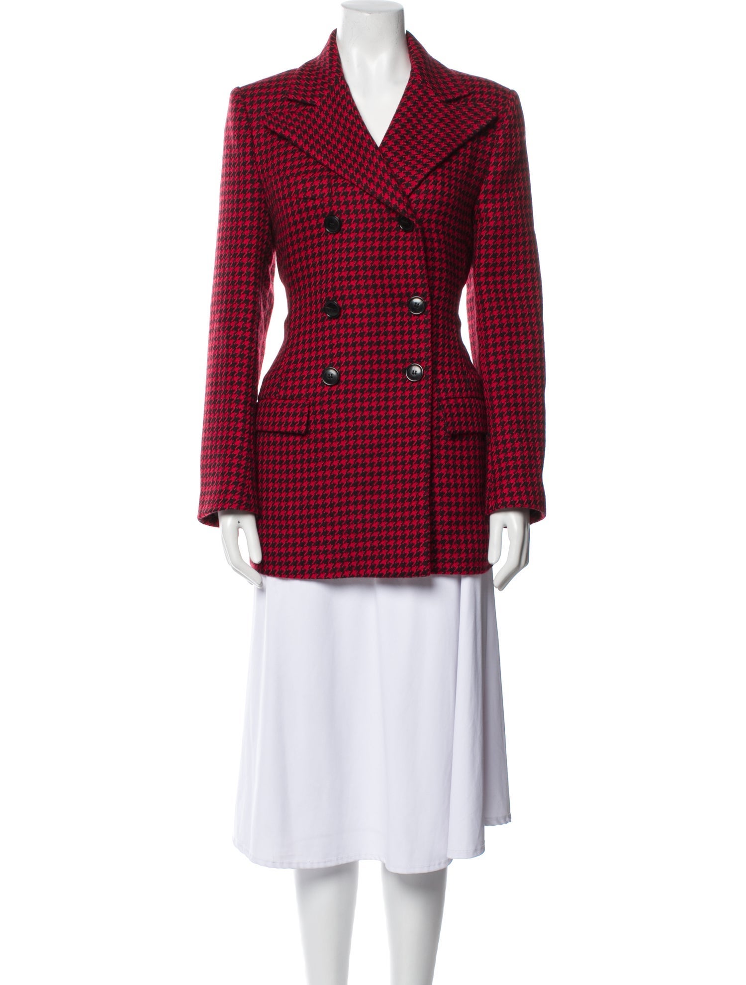 Barney's New York Wool Houndstooth Print Peacoat