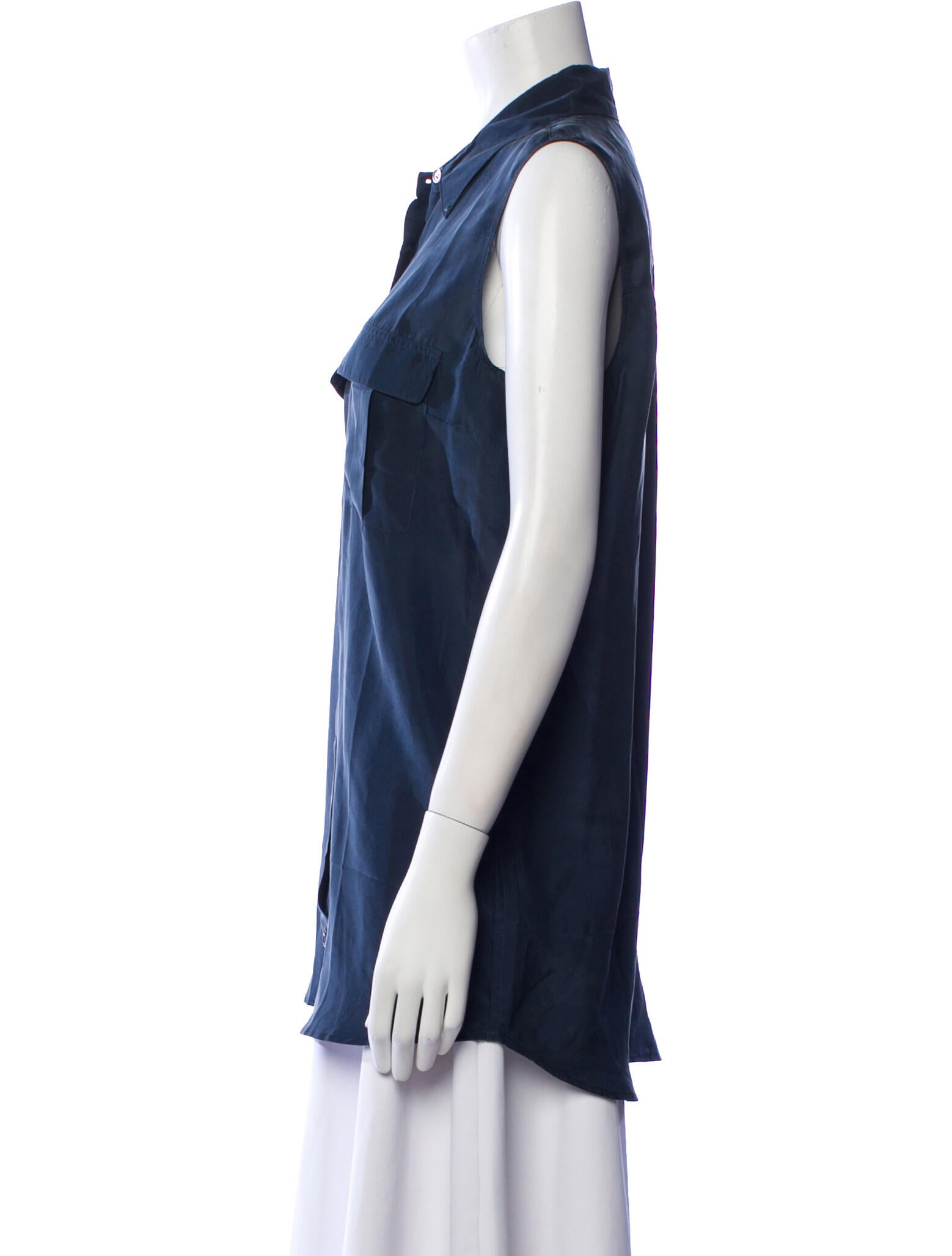 Barney's New York Silk Sleeveless Button-Up Top