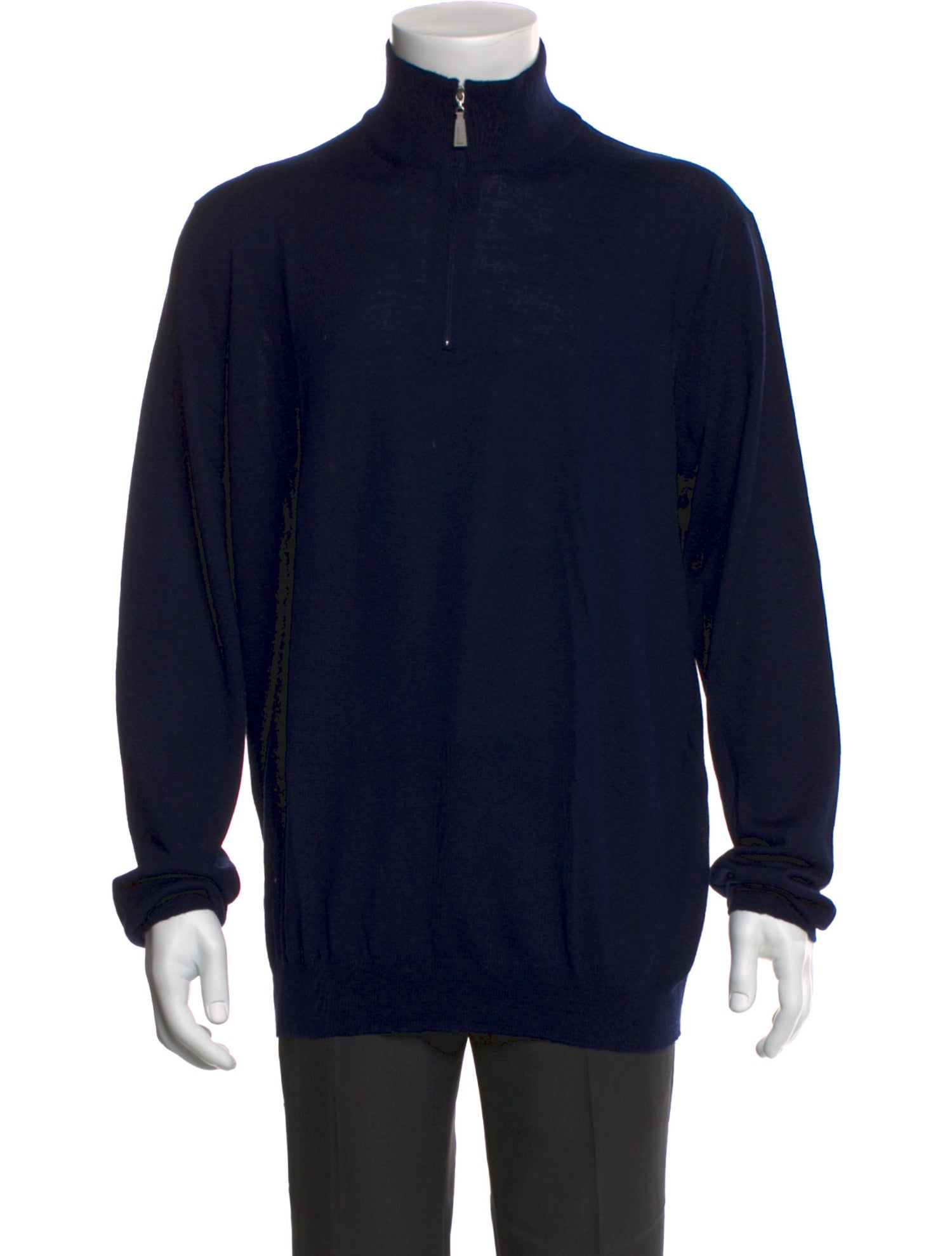 Barney's New York Virgin Wool Mock Neck Polo Sweater