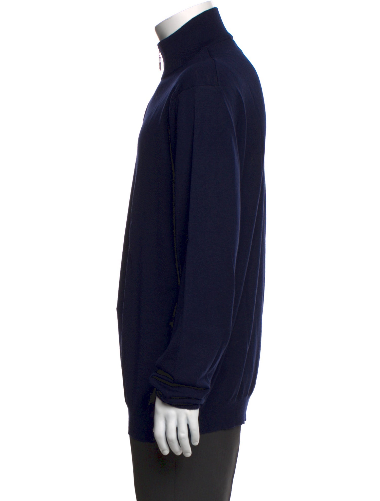 Barney's New York Virgin Wool Mock Neck Polo Sweater