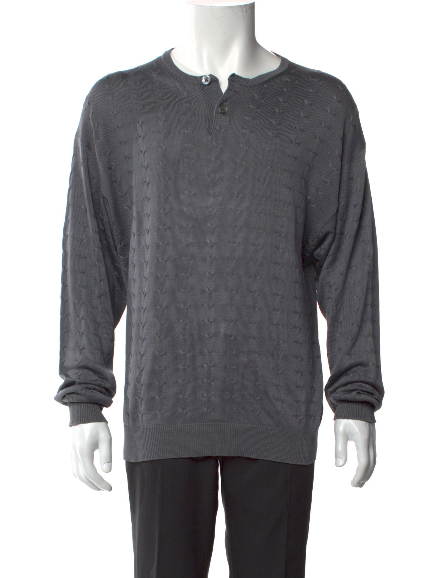 Barney's New York Silk Crew Neck Polo Sweater