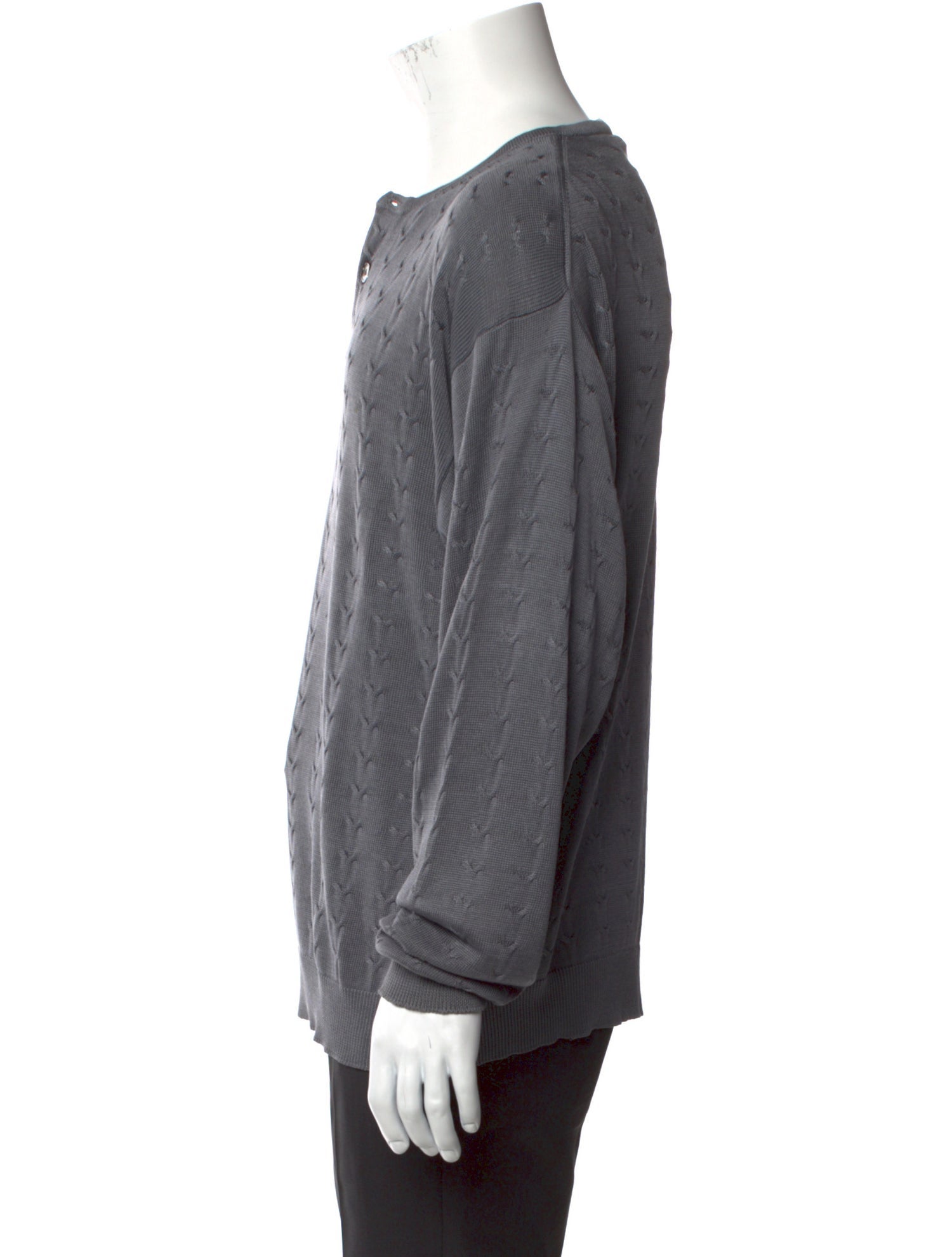 Barney's New York Silk Crew Neck Polo Sweater