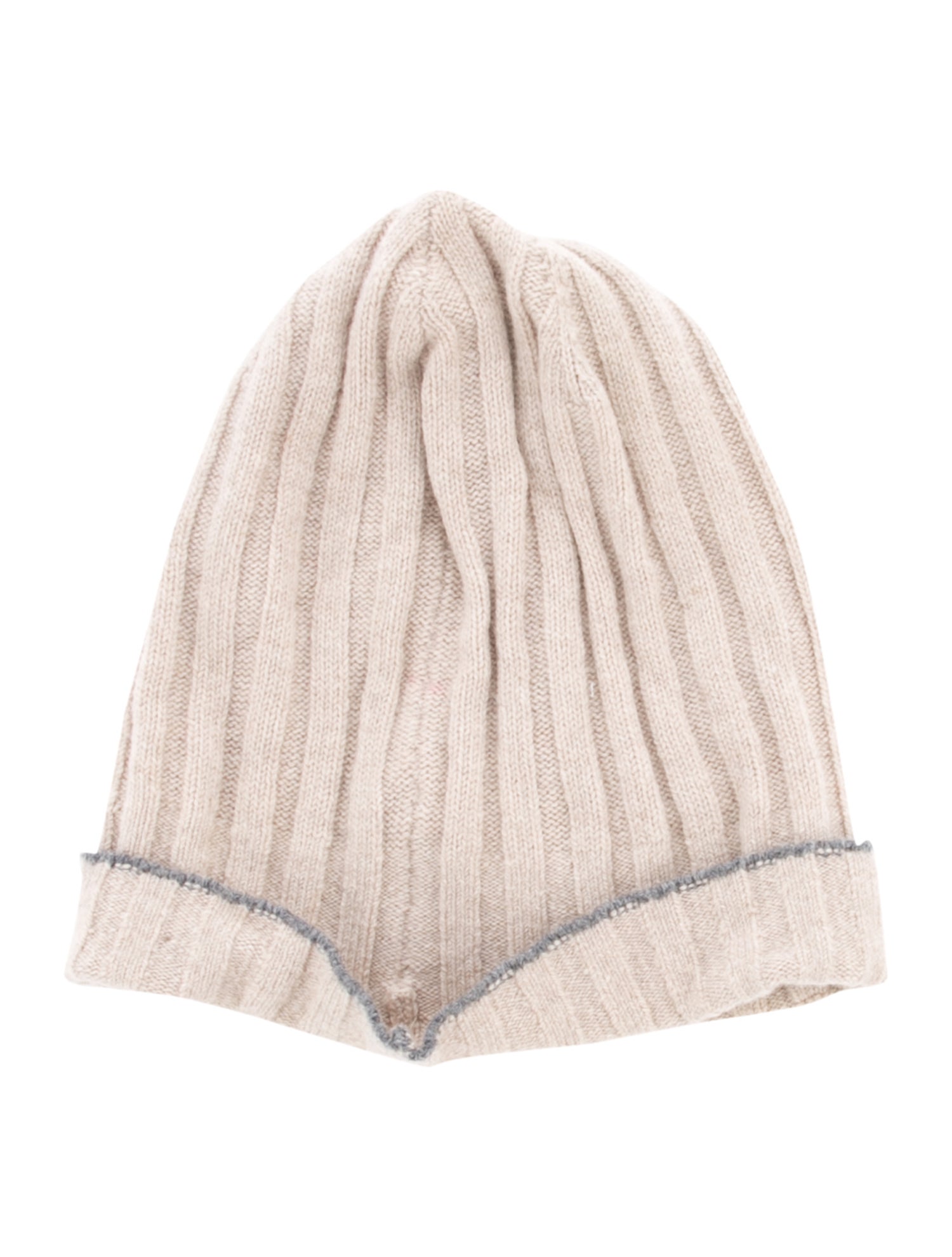 Barney's New York Men's Beige Ribbed Knit Hat