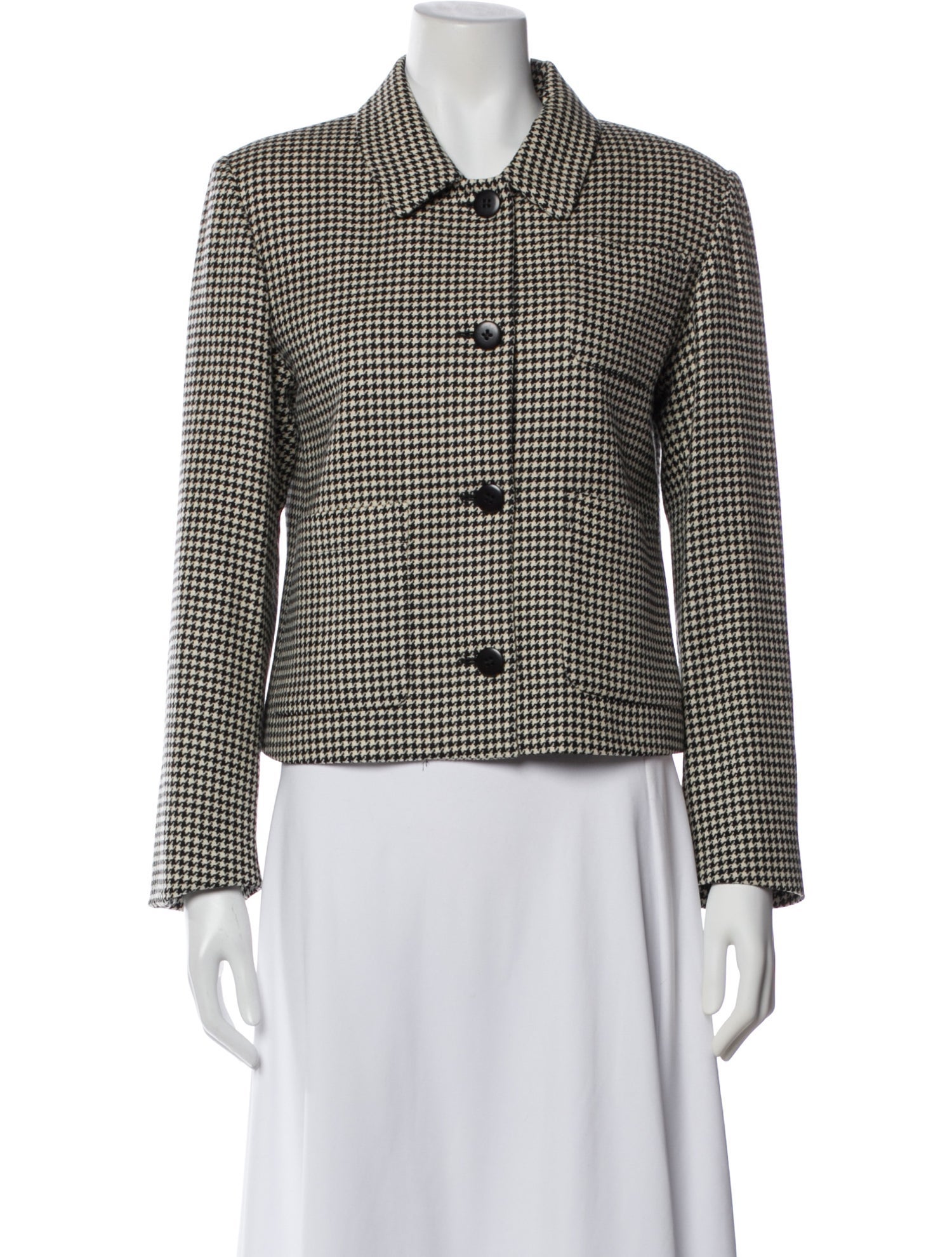 Barney's New York Virgin Wool Houndstooth Print Blazer