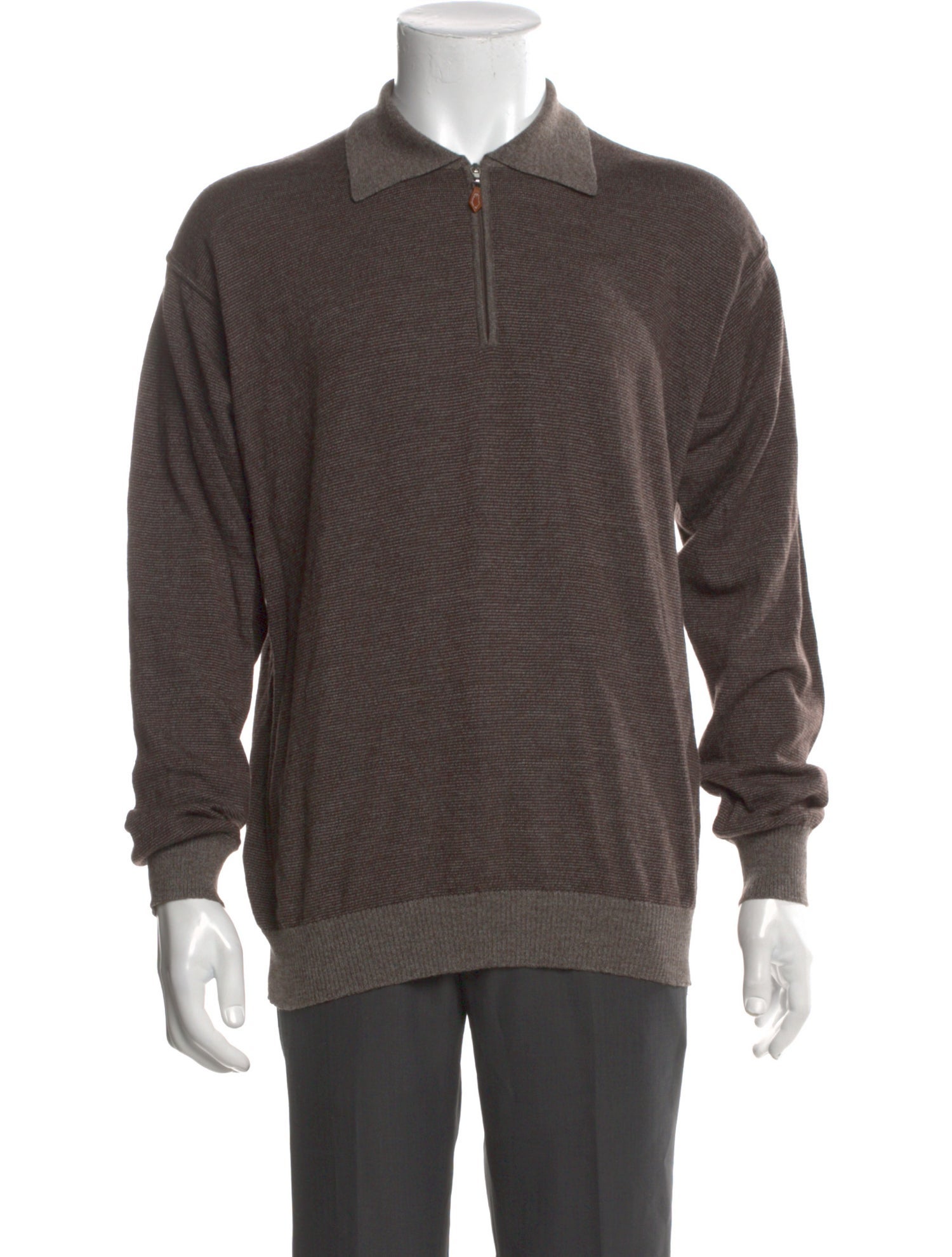 Barney's New York Collar Long Sleeve Polo Sweater