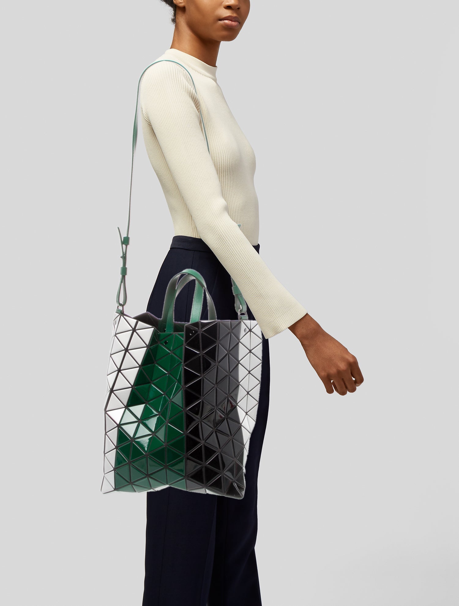 Bao Bao Issey Miyake Patent Leather Top Handle Bag