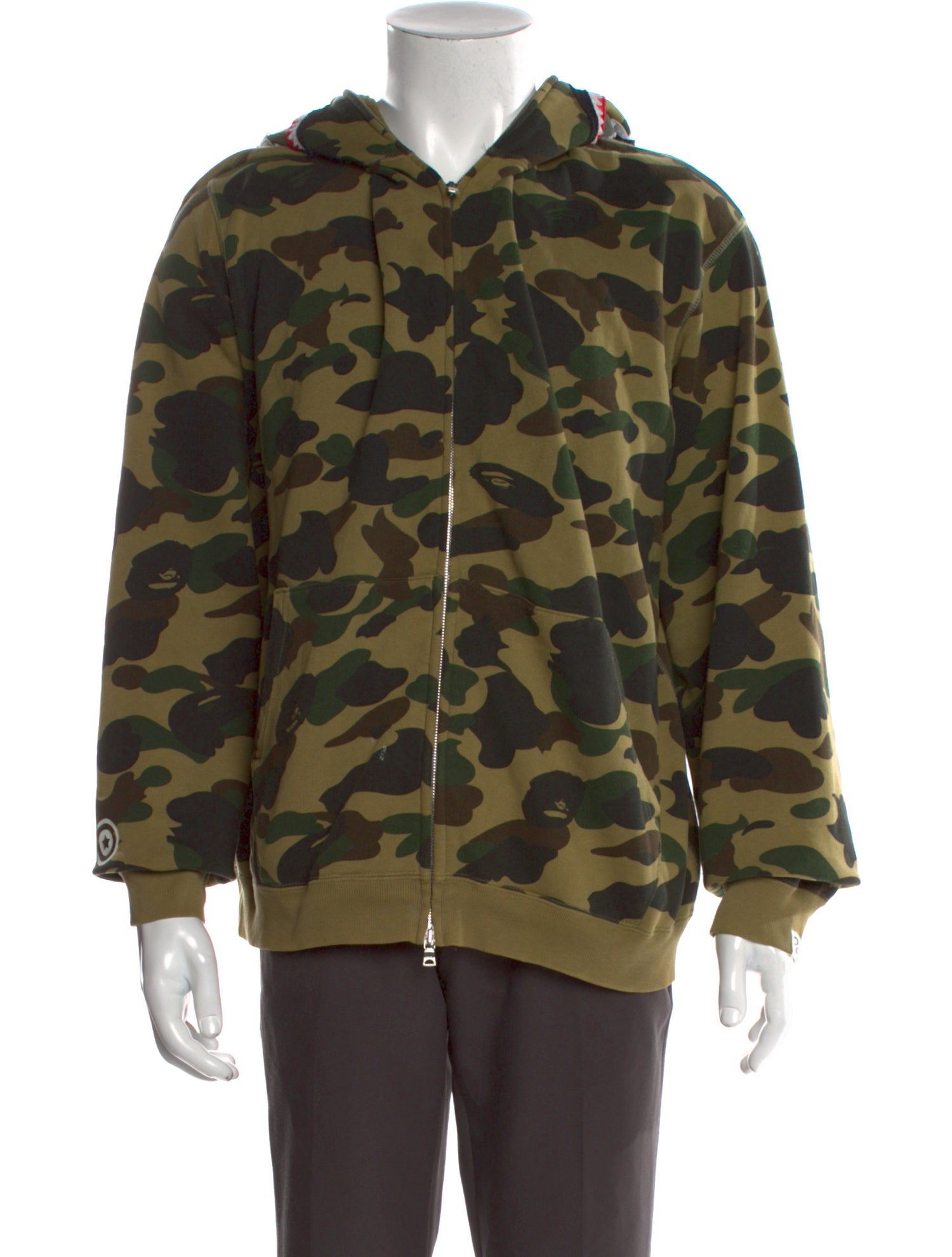 BAPE Shark Face Camo Full Zip Camouflage Print Hoodie