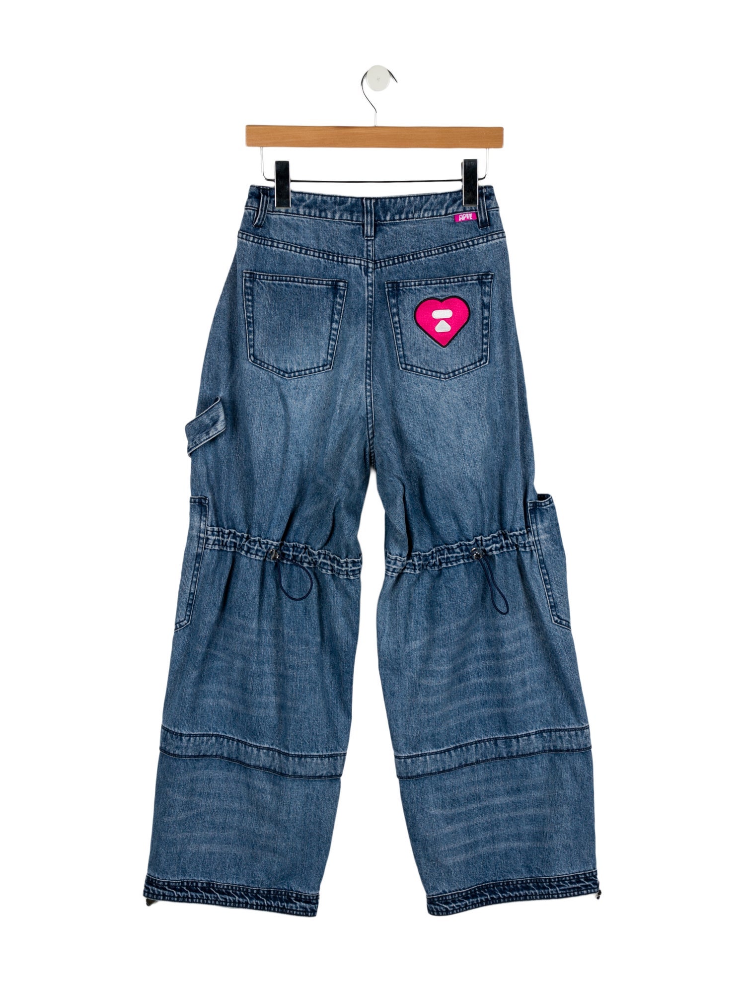 A Bathing Ape Apee Cargo Wide Leg Jeans