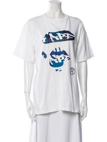 Bape Tops Graphic Print Crew Neck T-Shirt L