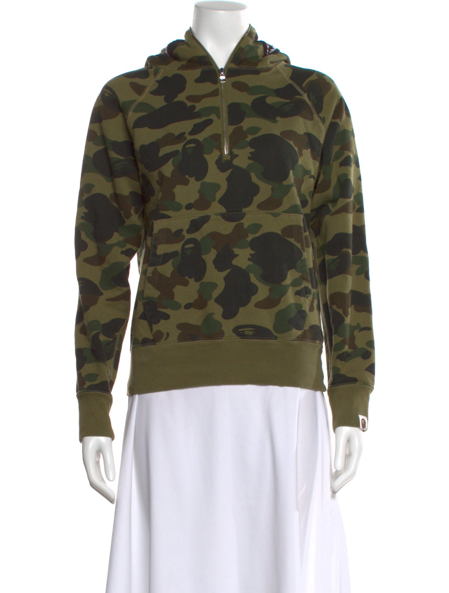 BAPE Camo Shark Half Zip Camouflage Print Hoodie