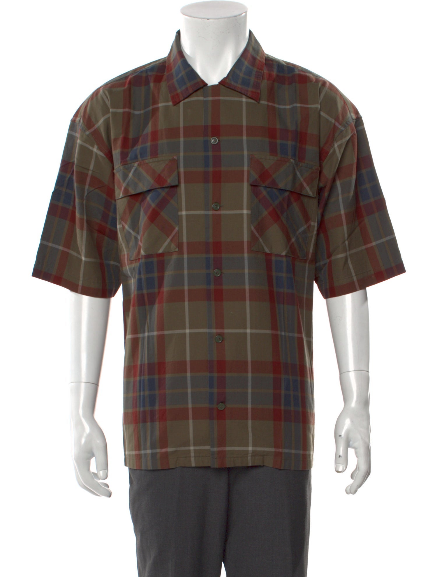 Baracuta Plaid Print Three-Quarter Sleeve Shirt