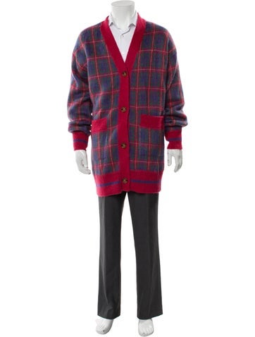Baracuta Sweaters Plaid Print V-Neck Cardigan S