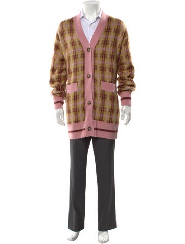 Baracuta Sweaters Plaid Print V-Neck Cardigan S
