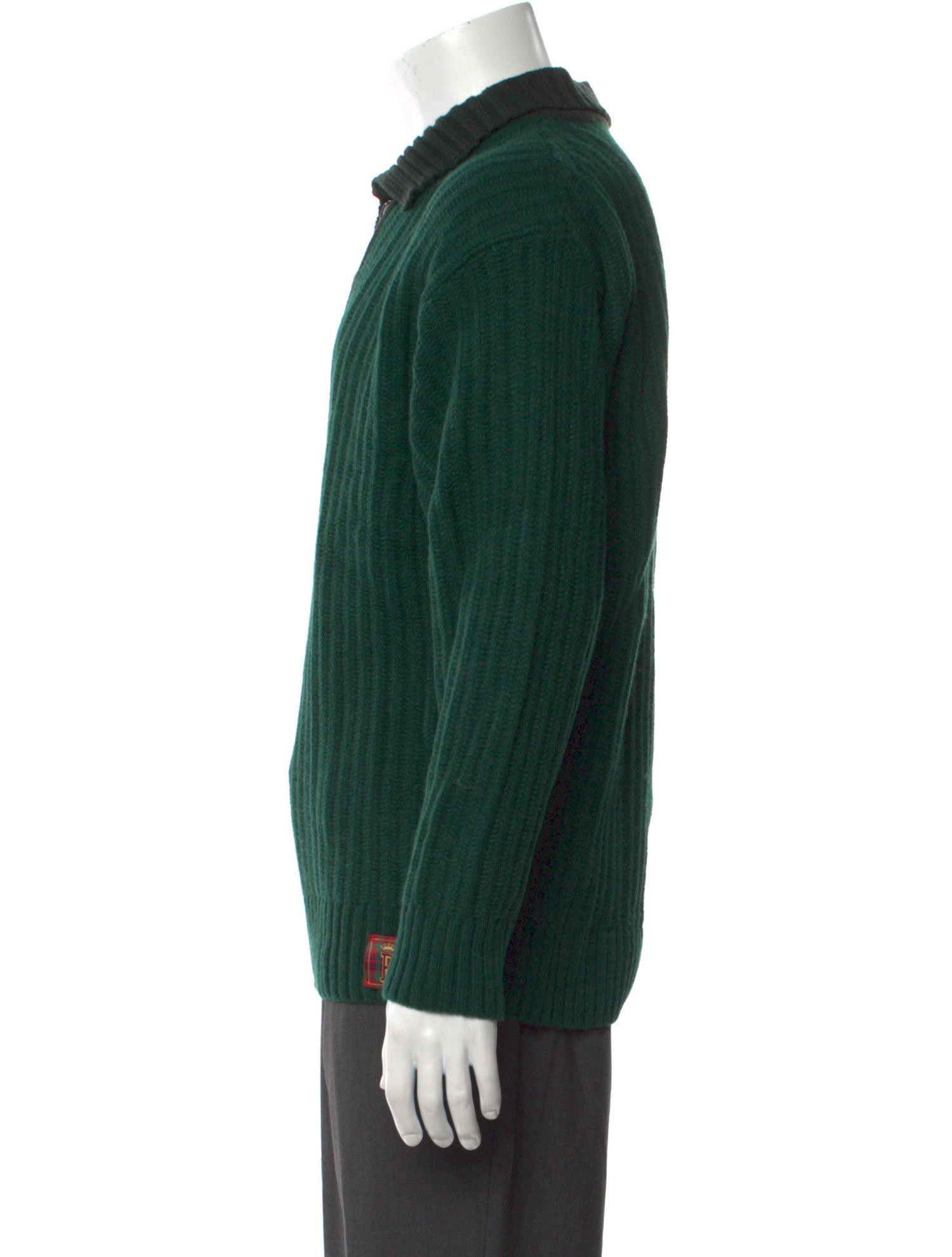 Baracuta Wool Colorblock Pattern Polo Sweater
