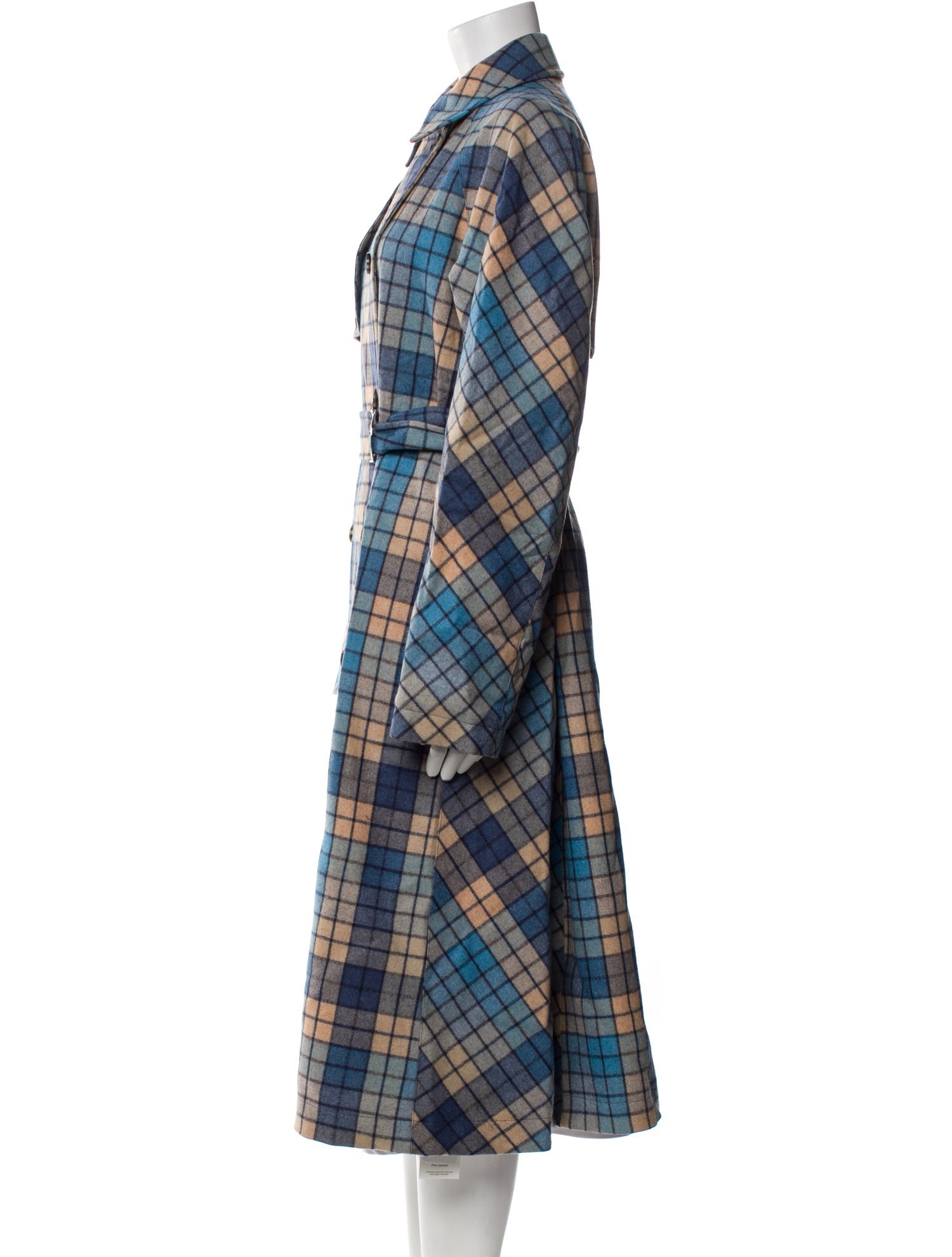 Baracuta Wool Plaid Print Trench Coat w/ Tags