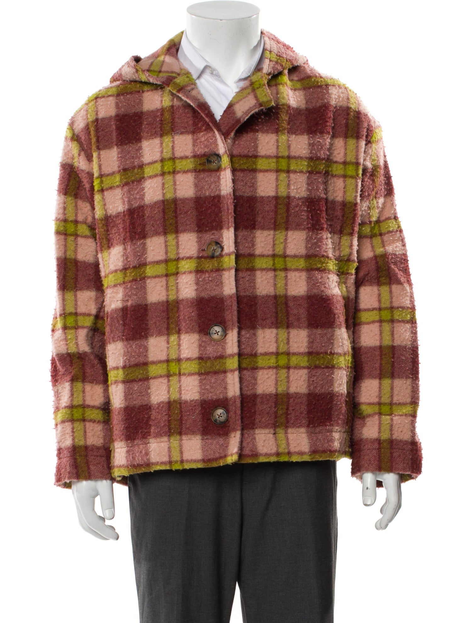 Baracuta Virgin Wool Plaid Print Peacoat w/ Tags