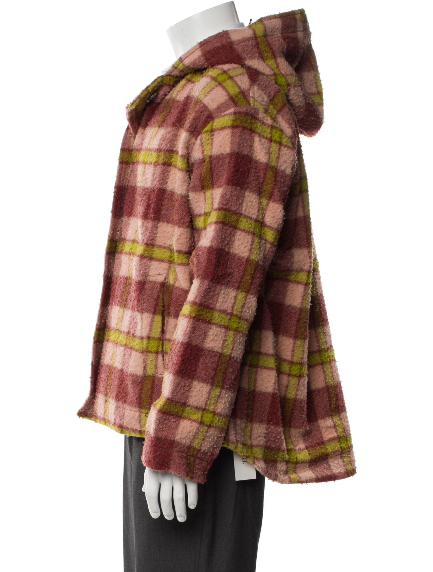 Baracuta Virgin Wool Plaid Print Peacoat w/ Tags