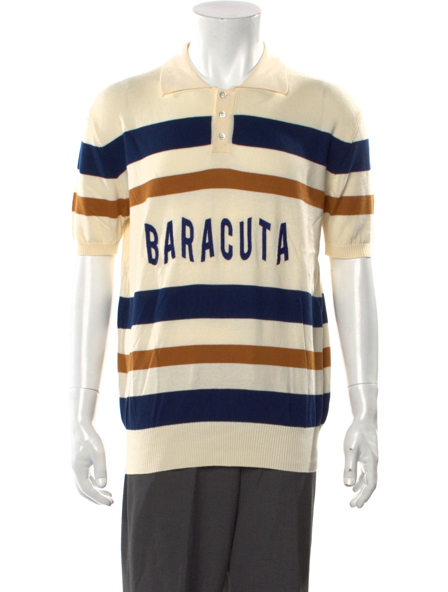 Baracuta Striped Collar Polo Sweater w/ Tags