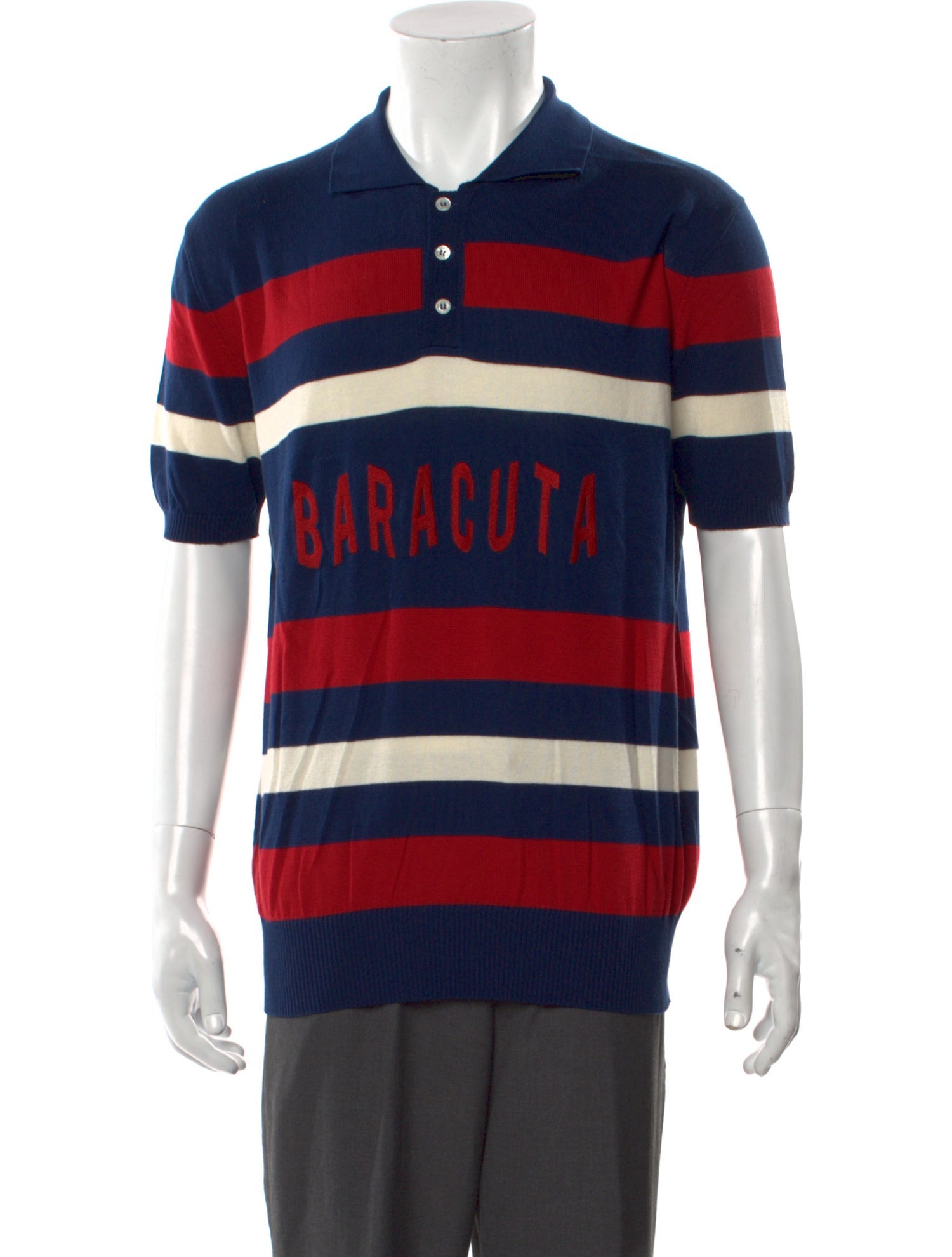 Baracuta Striped Collar Polo Sweater w/ Tags