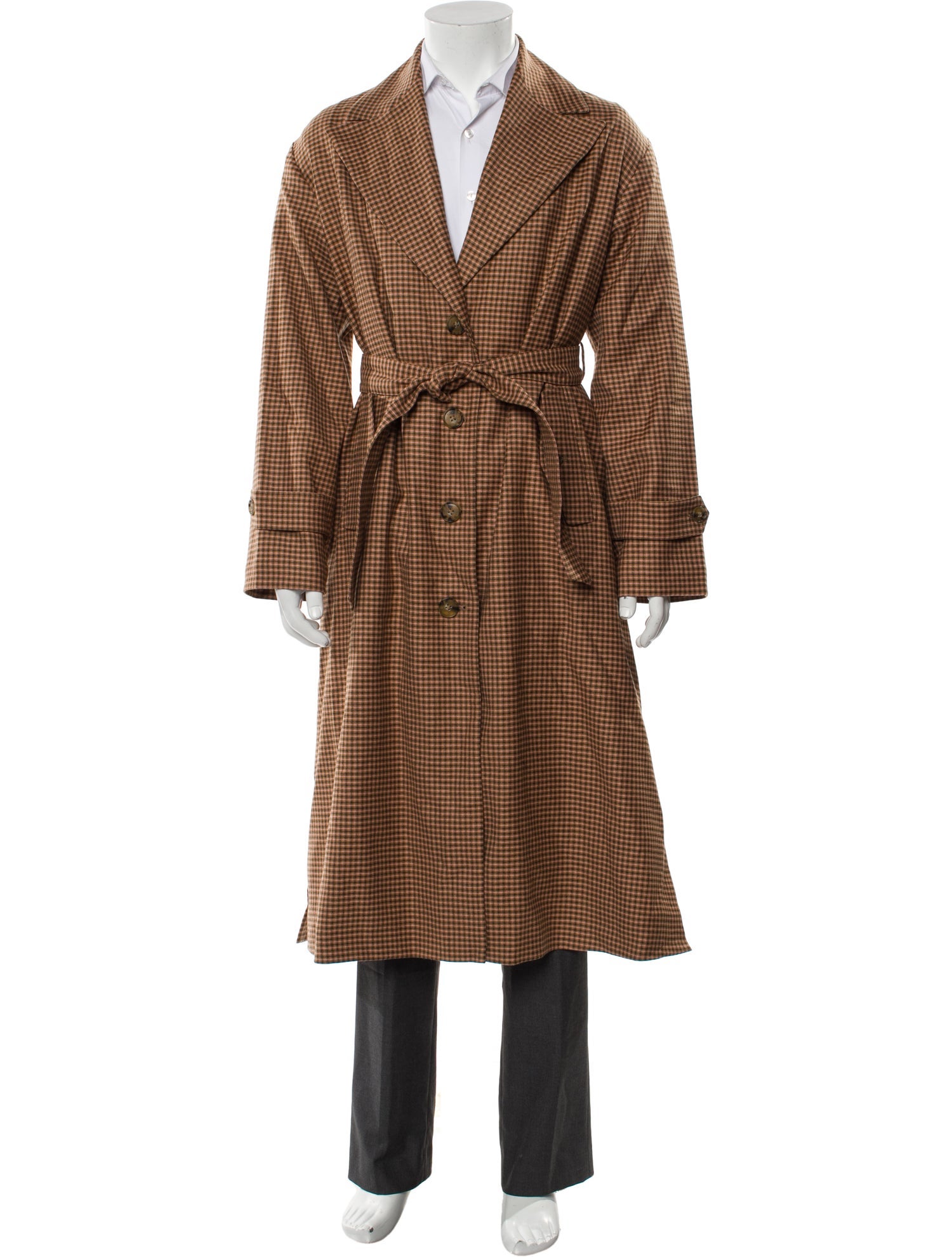 Baracuta Wool Houndstooth Print Trench Coat w/ Tags