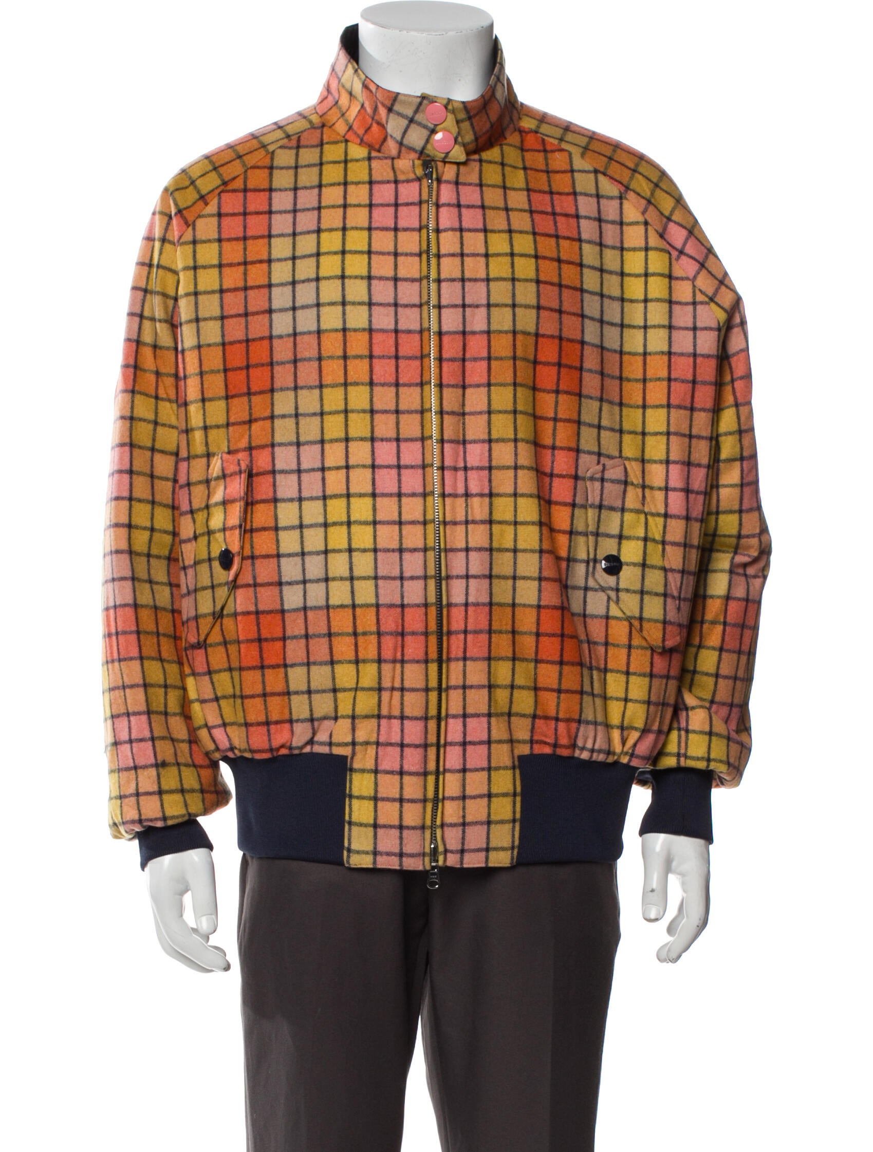 Baracuta Wool Plaid Print Bomber Jacket w/ Tags