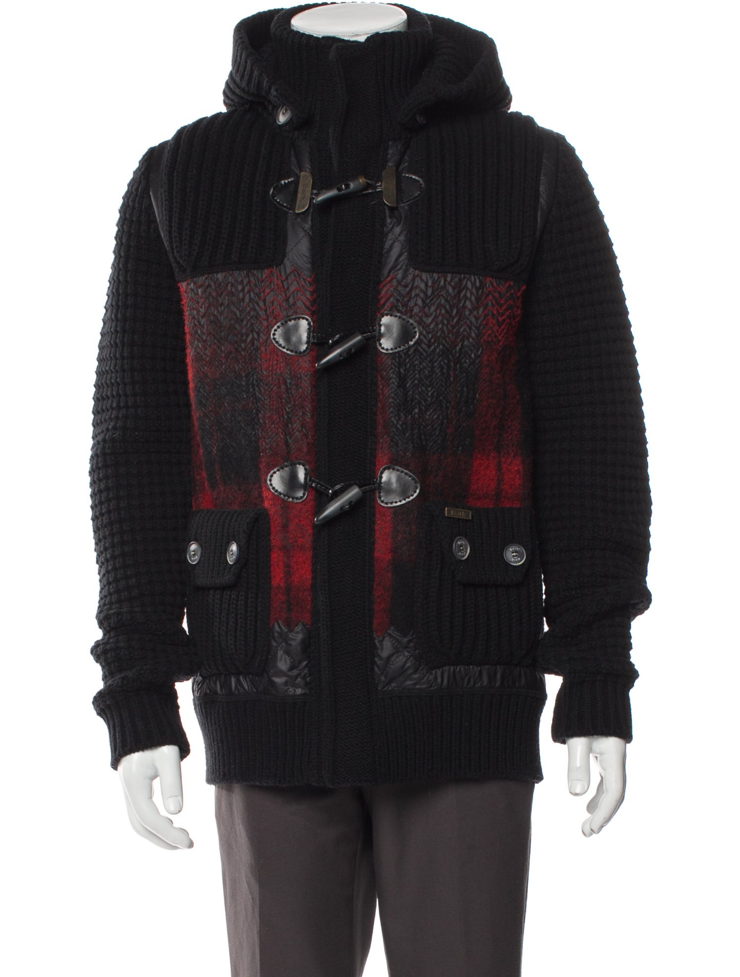 Bark Wool Plaid Print Puffer Coat