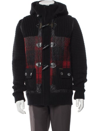 Bark Wool Plaid Print Puffer Coat