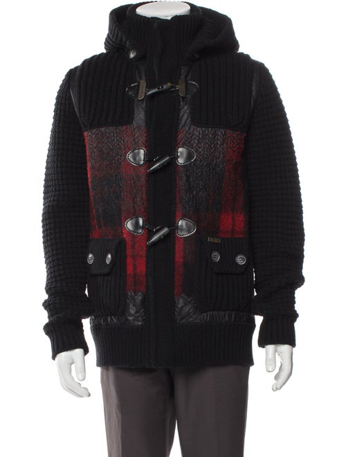 Bark Wool Plaid Print Puffer Coat